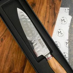 Couteau Santoku alvéolé 17cm Damas Olive VG10 - Wusaki